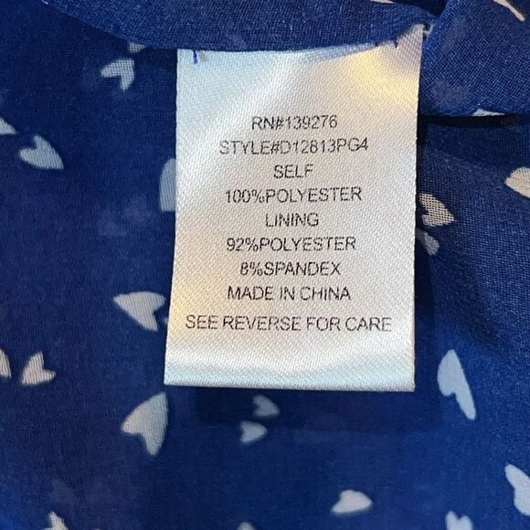 DANIEL RAINN Navy Blue With White Hearts Lightweight Short Sleeve Blouse-S - Picture 8 of 9